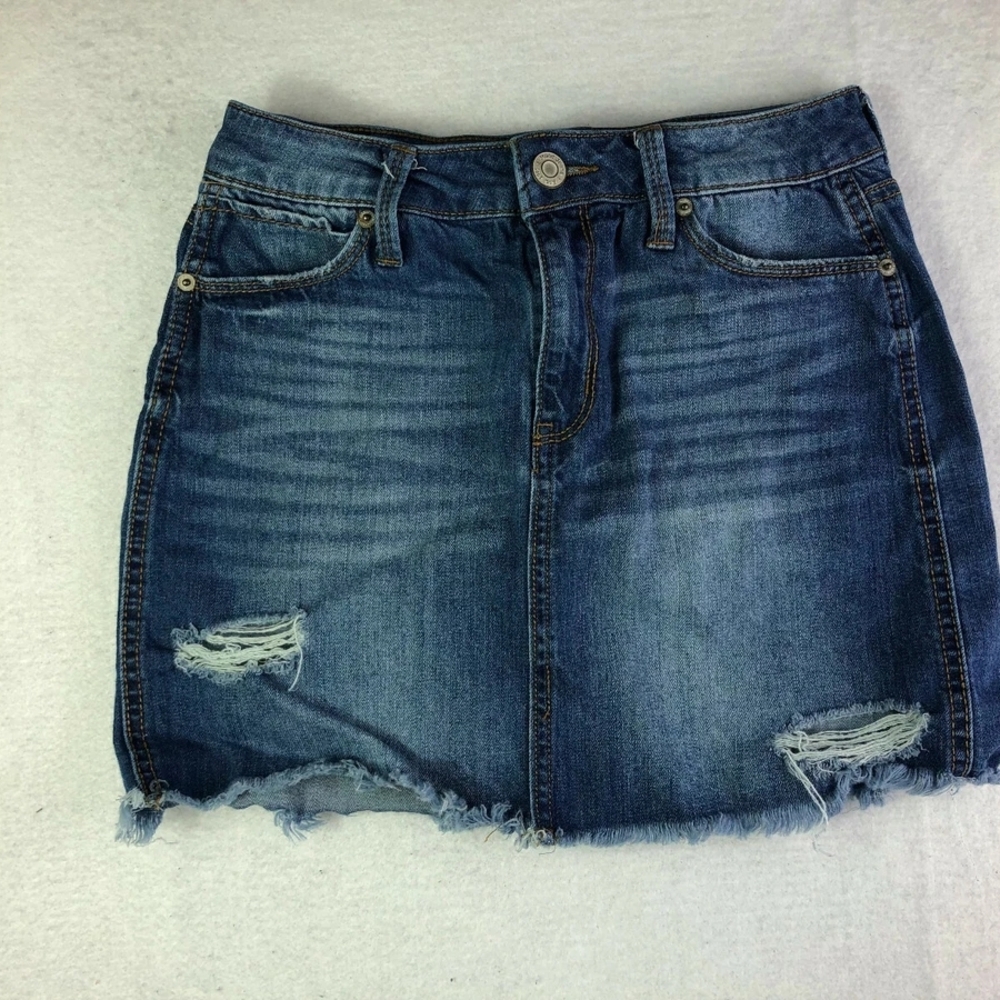 Mudd Blue Distressed Mini Skirt
